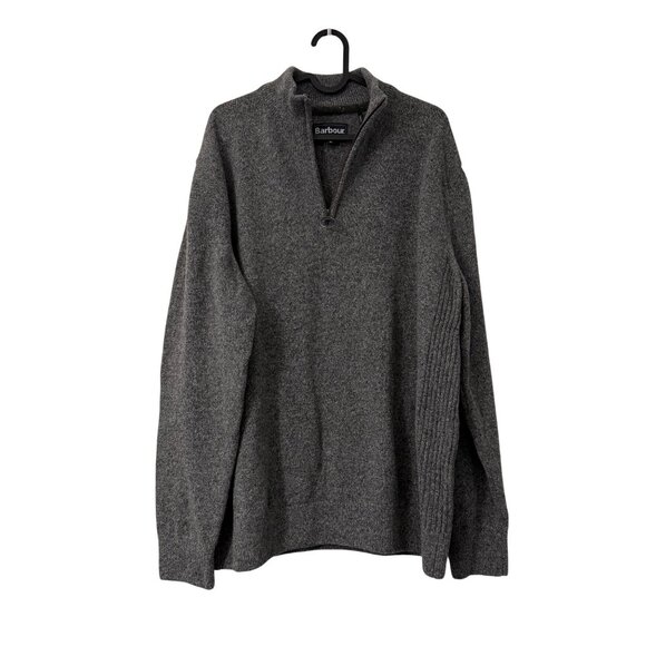 Barbour Heather Gray Mock Neck 1/4 Zip Wool Blend Sweater Mens Size XLarge - Picture 1 of 5